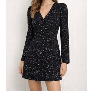Reformation Black Courtney Star Galactic Mini Dress Size 4